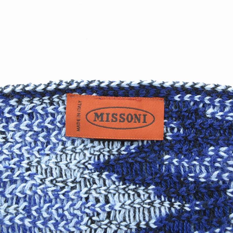 MISSONI ミッソーニ 総柄 ストール ミッソーニ MISSONI マフラー ストール 総柄 青 ブルー /JS □SH