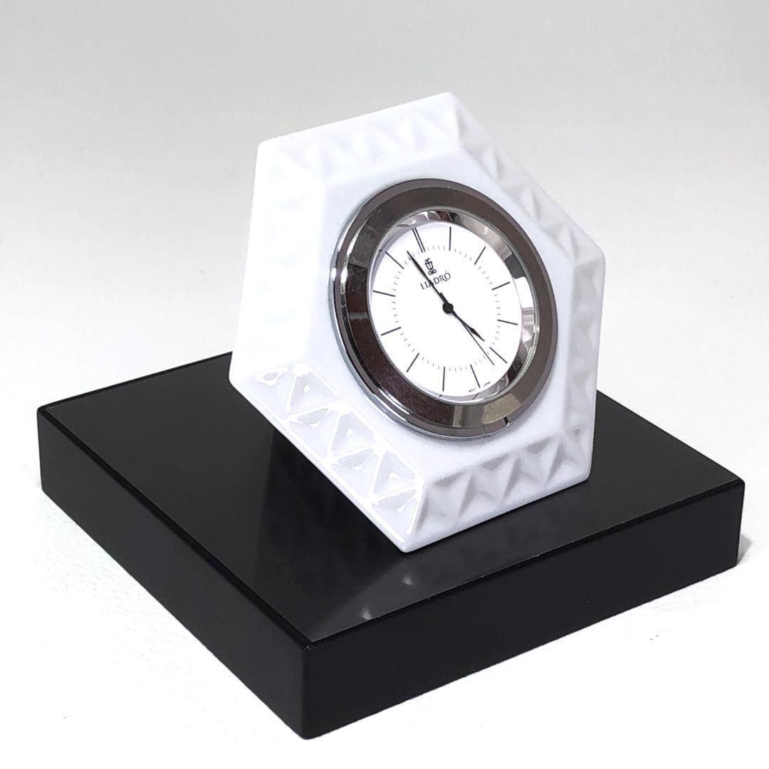 美品・台座付】LLADRO リヤドロ／置き時計／白磁 ダイヤモンド型 SKU