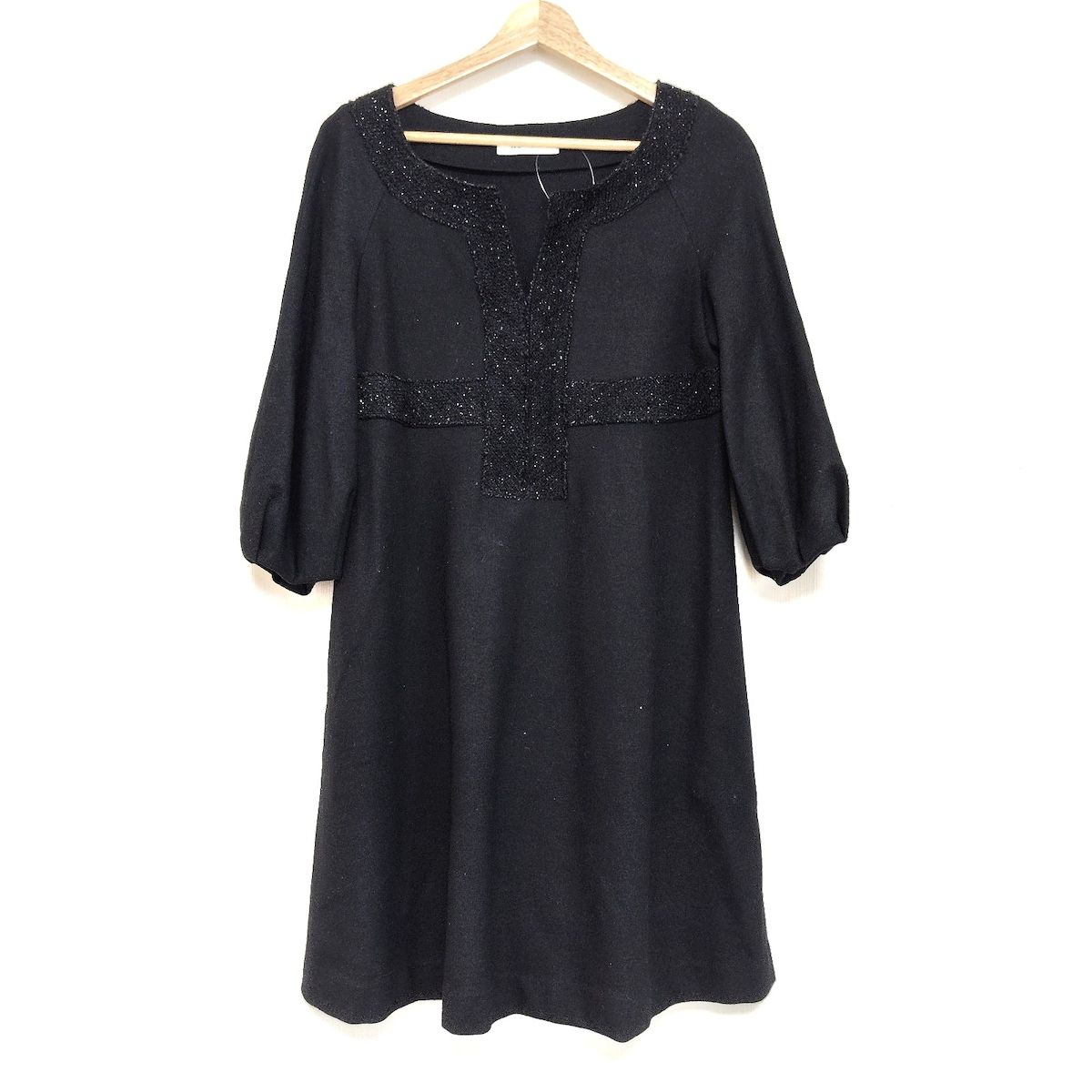 ADORE(アドーア) ワンピース サイズ38 M レディース - 黒 七分袖/ひざ