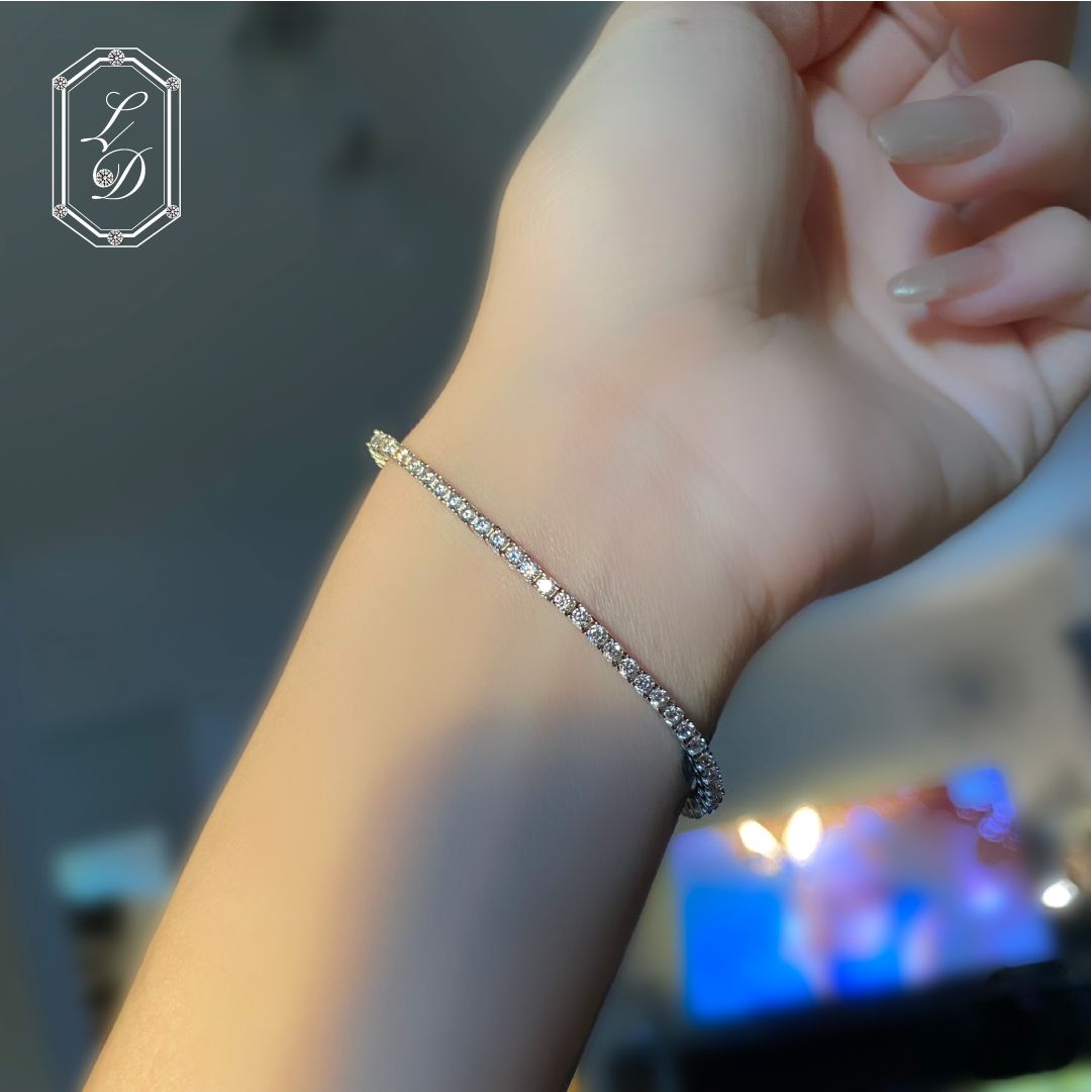 2mm 人工ダイヤモンド テニスブレスレットS925プラチナ加工 金アレ対応 2mm／16cm 人工ダイヤモンド テニスブレスレットS925プラチナ