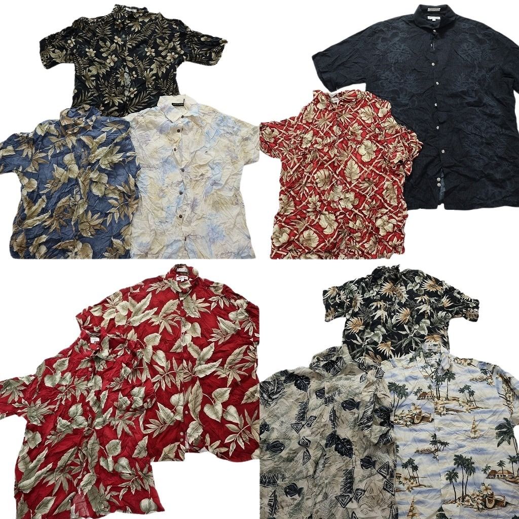古着卸 ピエールカルダン アロハシャツ 半袖シャツ 10枚セット メンズ L |M パームツリー ハイビスカス 古着 NA3170