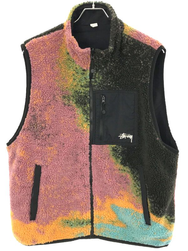 Stussy ステューシー 23SS Jacquard Dye Sherpa Vest リバーシブル フリースベスト  マルチカラー L
