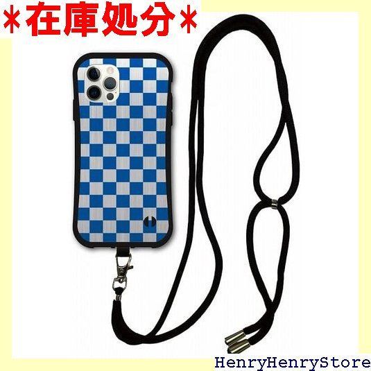 スマホショルダー付 iPhone15 ケース スマホケース i-coronケース アイフォン15互換品カバー 耐衝撃 保護 TPUケース スマホカバー 市松模様 チェッカー ブルー 1263