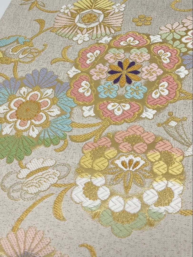 現行品 琴糸織 まいづる 西陣織 袋帯 未仕立て品 吉祥松竹華文 金糸 正絹