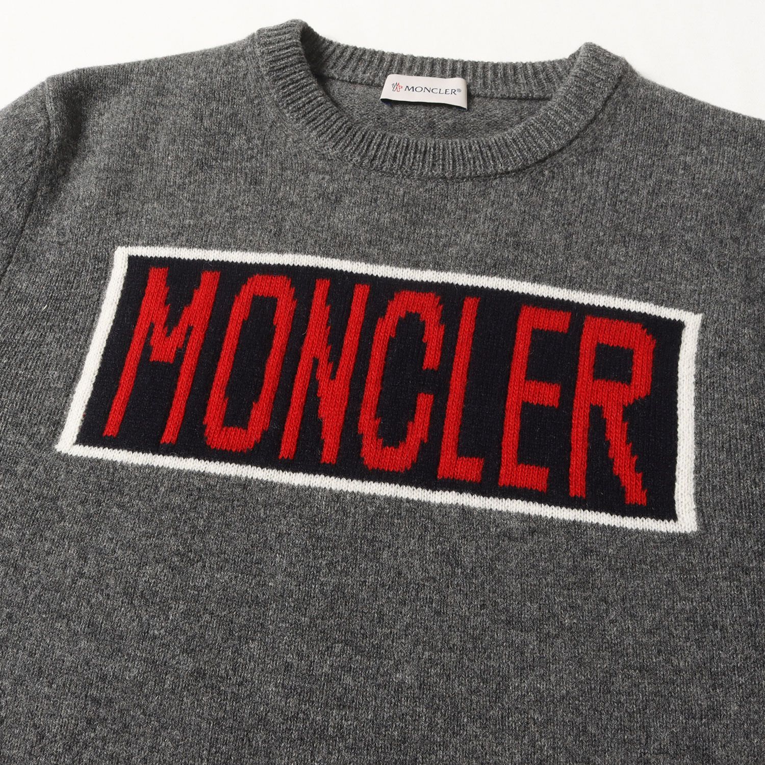 美品】MONCLER モンクレール ニット グレー サイズ:S | BOXロゴ ウール