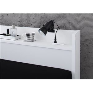 収納ベッド セミダブル【VEGA】【フレームのみ】 ホワイト 棚・コンセント付き収納ベッド【VEGA】ヴェガ【代引不可】