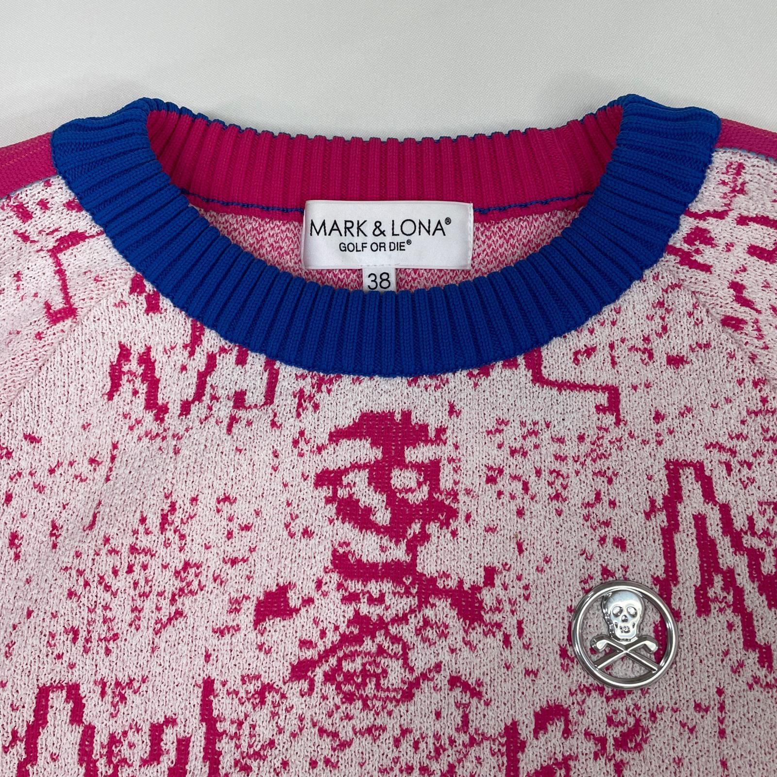 レディース マークアンドロナ MARK-LONA セーター 38 M ピンク 総柄 スカル ニット クルー LLC-HASEGAWATOSO_COM