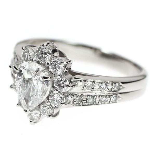 田崎真珠 Pt900 ペアシェイプ ダイヤモンド リング 0.74ct E SI2 D0