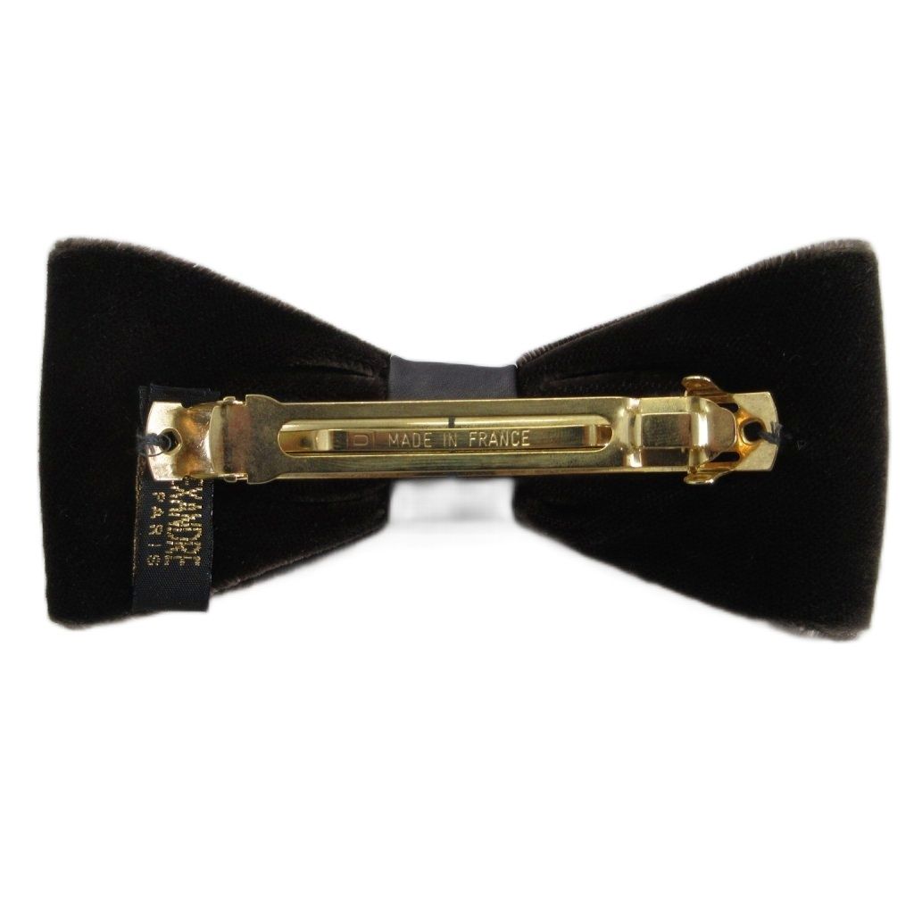 アレクサンドルドゥパリ Alexandre De Paris バレッタ ヘア ヘアクリップ リボン ベロア 茶 ブラウン