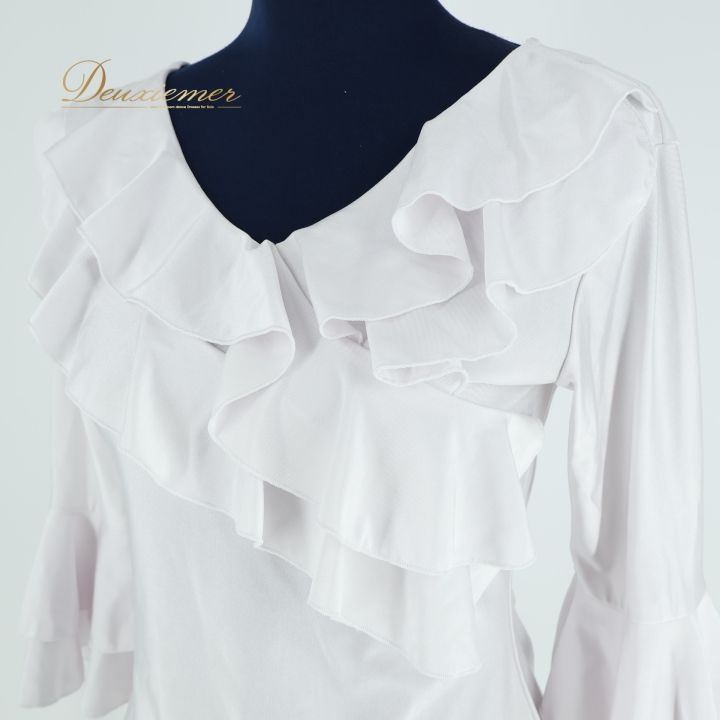 【フラメンコ衣装】ホワイト docedelflamenco ブラウス トップス 美品 フラメンコ衣装】ホワイト docedelflamenco ドセデルフラメンコ