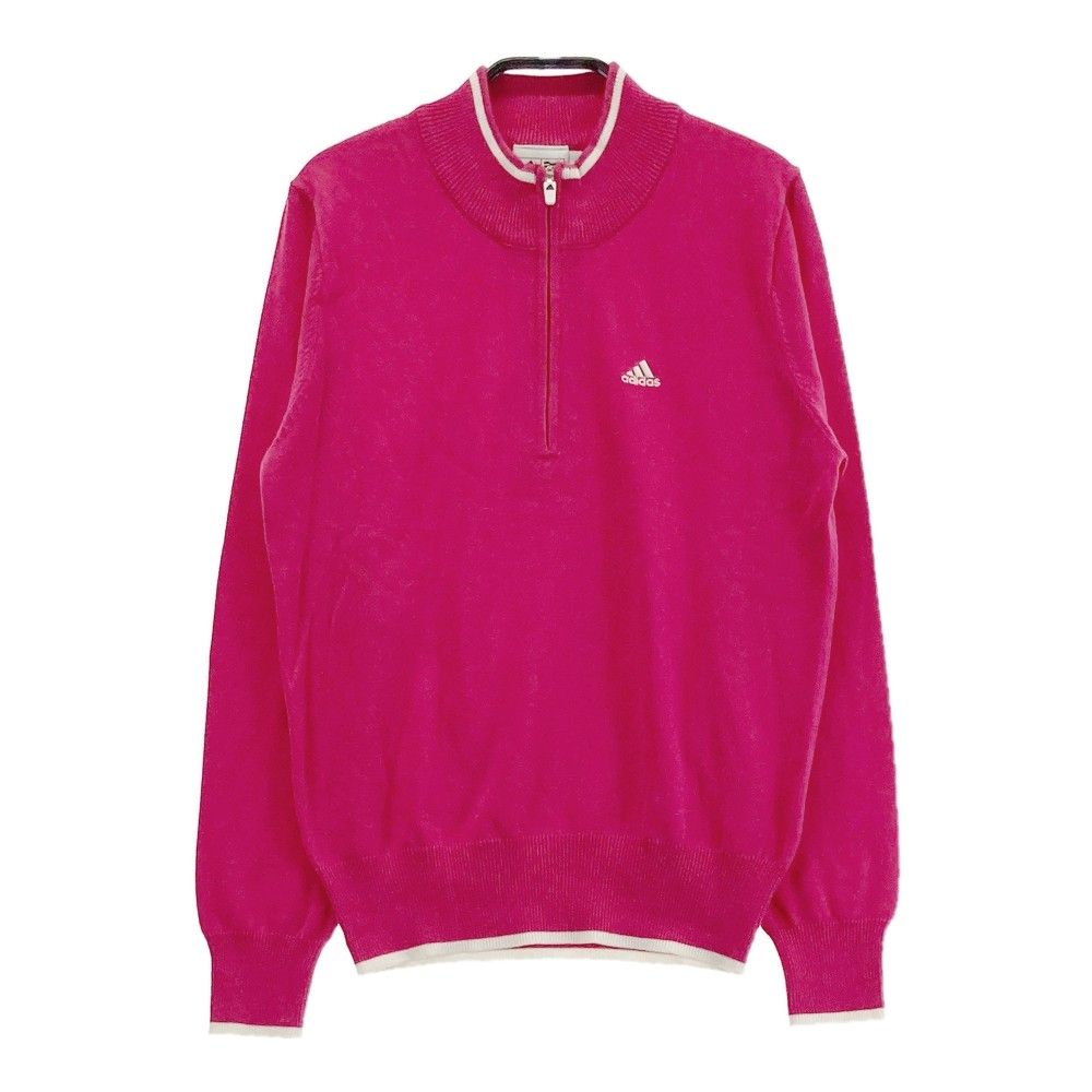 サイズ：S ADIDAS GOLF アディダスゴルフ N60791 ハーフジップ 長袖 ニットセーター  ピンク系 [240101285585] ゴルフウェア レディース ストスト