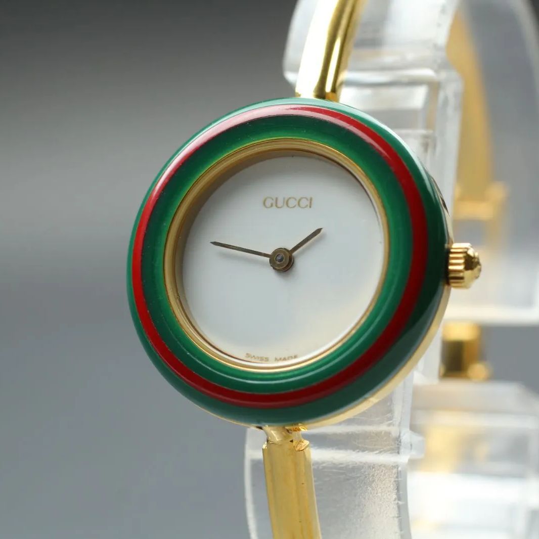 181【美品】GUCCI Change Bezel Sherry Line 11/12.2 White Dial