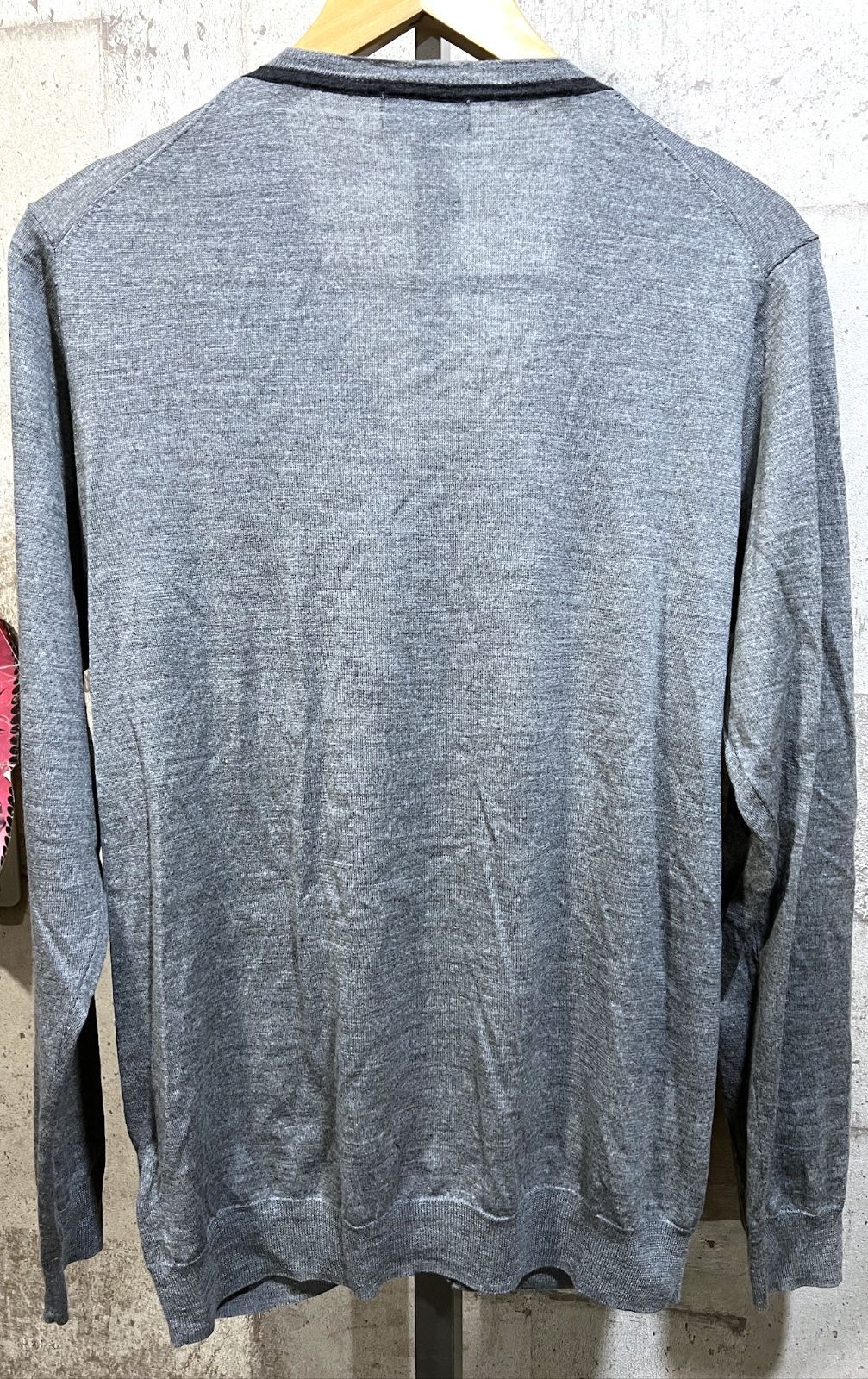 マーガレットハウエル 薄手 ウール カーディガン L メンズ グレー