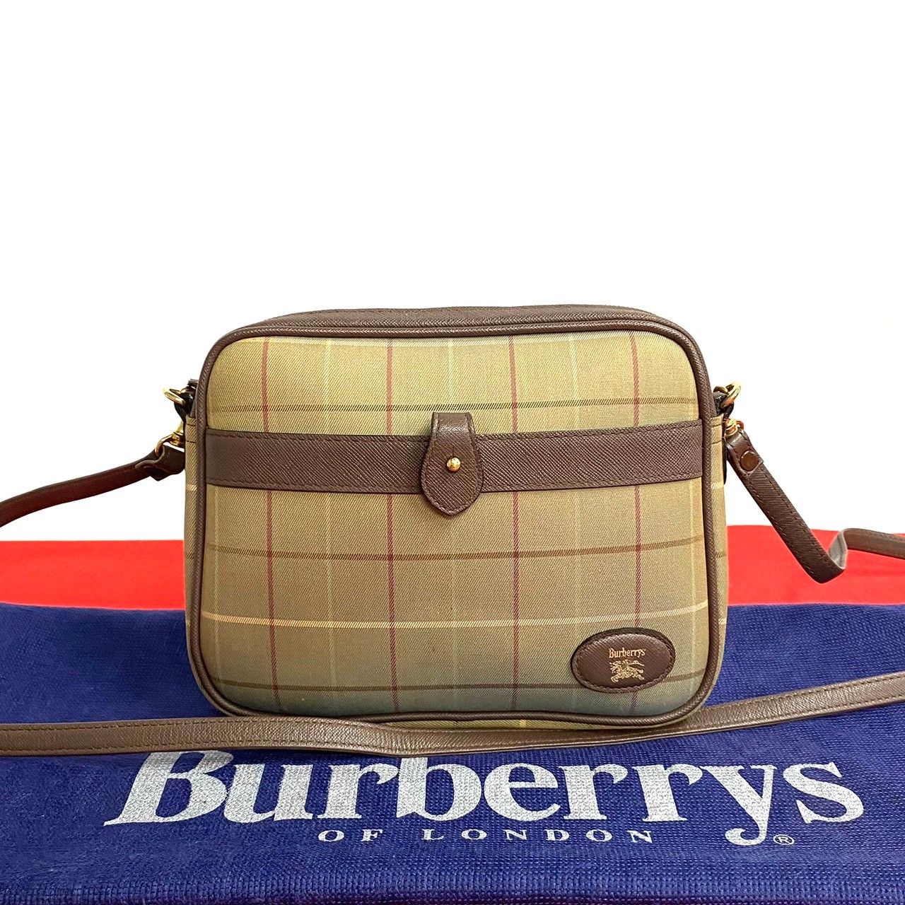 極 美品 BURBERRY バーバリー ヴィンテージ ノバチェック シャドーホース キャンバス レザー 本革 ショルダーバッグ ポシェット 24864  - メルカリ