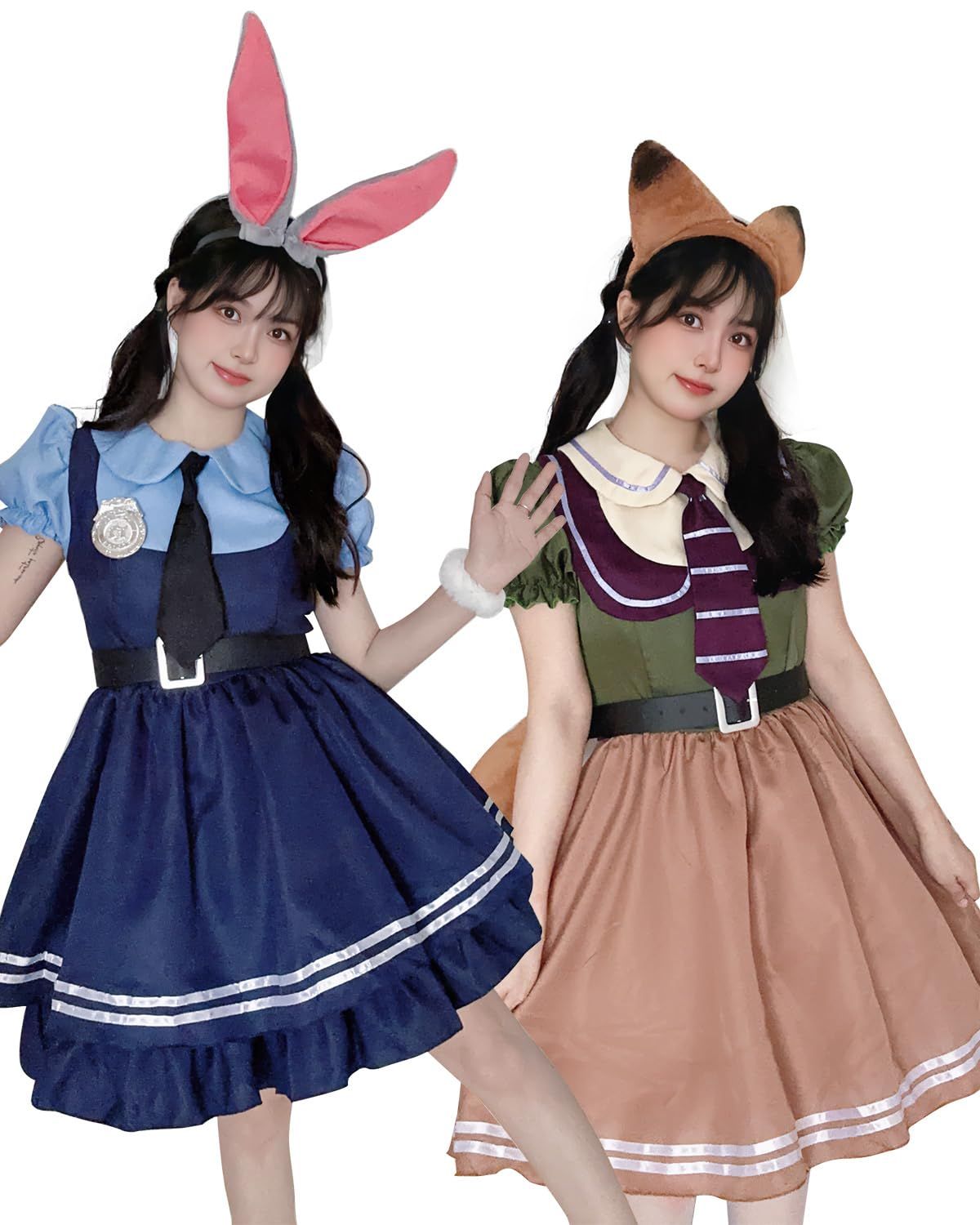 akaien ハロウィン コスプレ レディース コスプレ 仮装 大人 ウサギ警察 衣装 5点セット コスチューム ポリス ロリータ ワンピース ウサギ