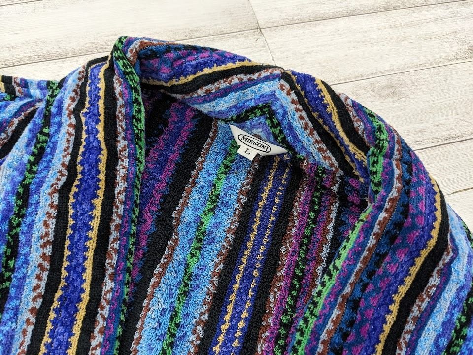 美品 MISSONI ミッソーニ ガウン ストリシア バスローブ 綿 L 日本製 VINTAGE 80s 90s 泰道リビング ライセンス タオル地 ユニセックス