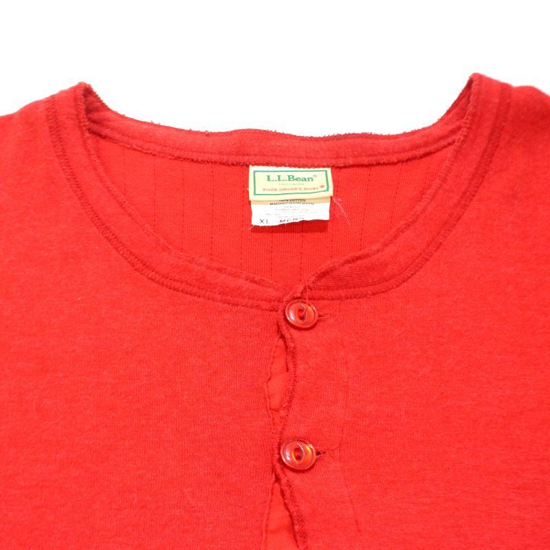 80s USA製 vintage L.L.Bean 無地 ヘンリーネック カラー サーマル 