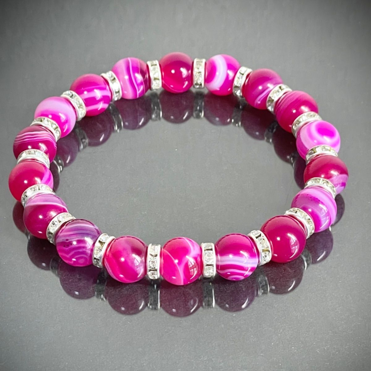 天然石 桜瑪瑙 ブレスレット 桜瑪瑙】桜瑪瑙ブレスレット 蝶パーツ 蝶ブレスレット 天然石