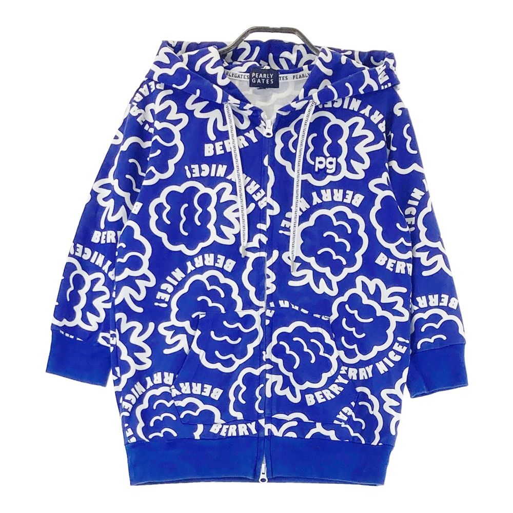 パーリーゲイツ PEARLYGATES ジップジャケット 総柄 ネイビー 0 サイズ：0 PEARLY GATES パーリーゲイツ フード付 7分袖ジップ