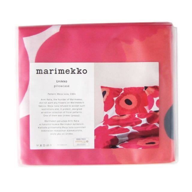 新品 マリメッコ ピローケース 枕カバー 50&times;70cm UNIKKO ウニッコ ホワイト&times;レッド 067714 001(69086 001)(74204 001)【ネコポス】
