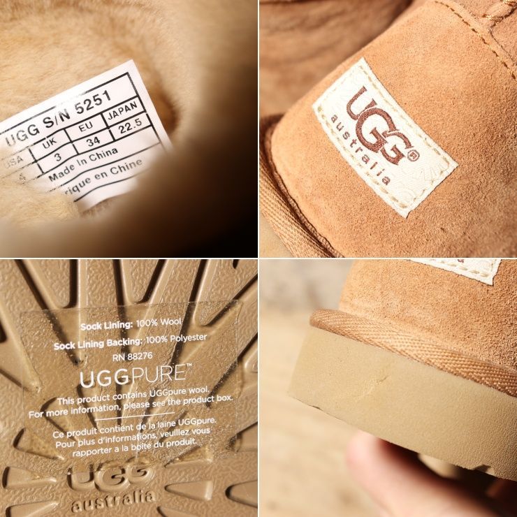 未使用品 UGG スウェードレザークラシックブーツ 22.5ムートン aw154 