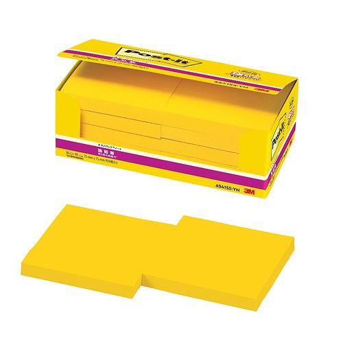 スリーエム(3M) ポストイット エコノパック 強粘着ノート ビビッドイエロー 75×75mm 入数：1パック(10パッド) 6541SS-YN(54759)