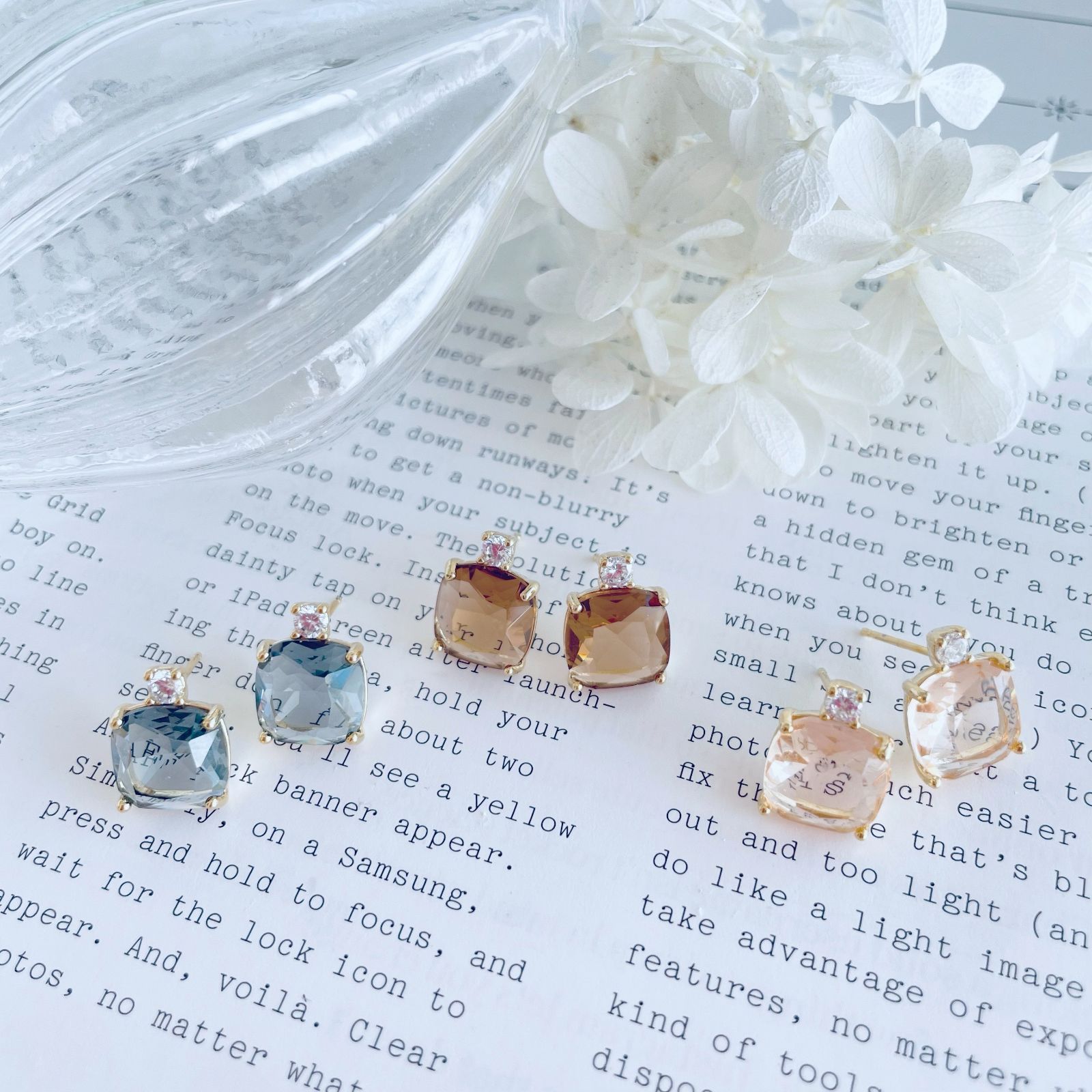 ジュエル ビジュー ピアス ✨ キュービックジルコニア クリアストーン 