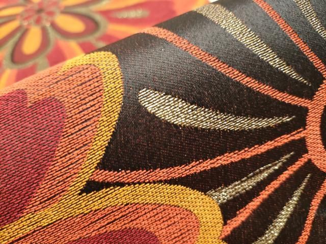 平和屋着物●H・L（アッシュエル）　HENRI-LUC CHAPUIS　全通柄袋帯　舞花文　金糸　紙タグ付き　CAAT8187hy 平和屋着物○H・L（アッシュエル） HENRI-LUC CHAPUIS 全通柄袋帯 舞花