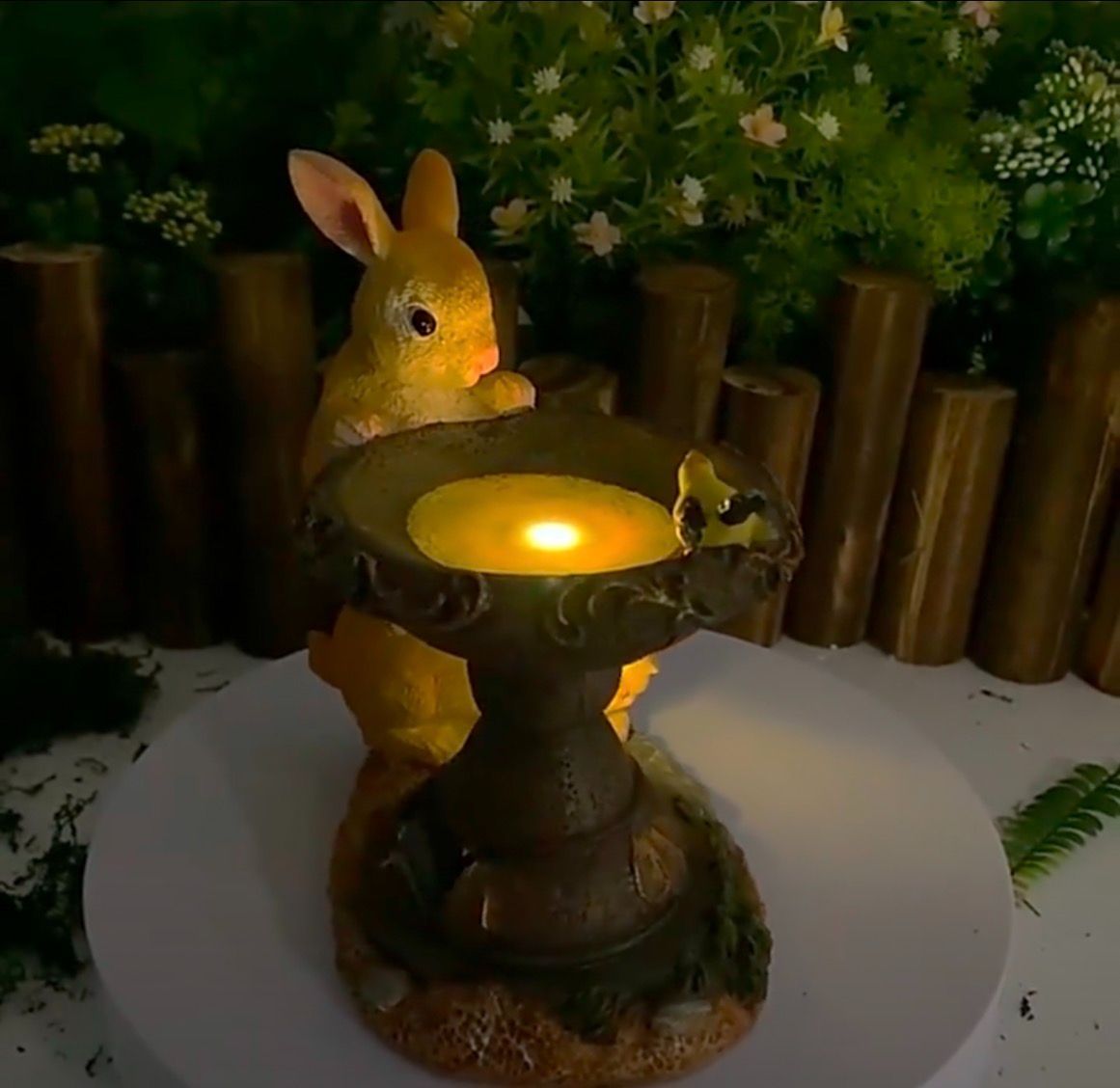 かわいい2匹のウサギ うさぎ ガーデンライト ソーラーLEDライト