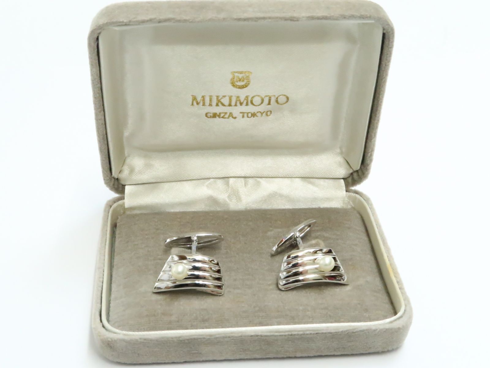 ミキモト シルバー製 4mmパール1P カフリンクス カフス MIKIMOTO