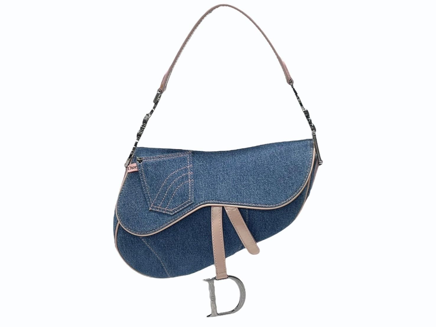 CHRISTIAN DIOR クリスチャンディオール サドルバッグ ワンショルダーバッグ ガリアーノ期 デニム ピンク 4b008334