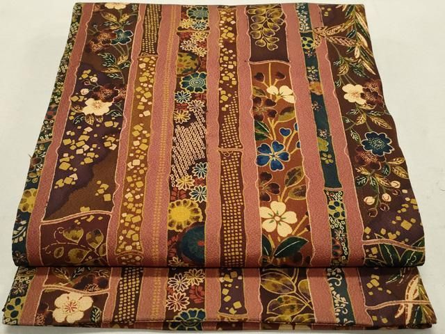 平和屋着物□極上 夏物 九寸名古屋帯 よろけ縞 綿×化繊 逸品