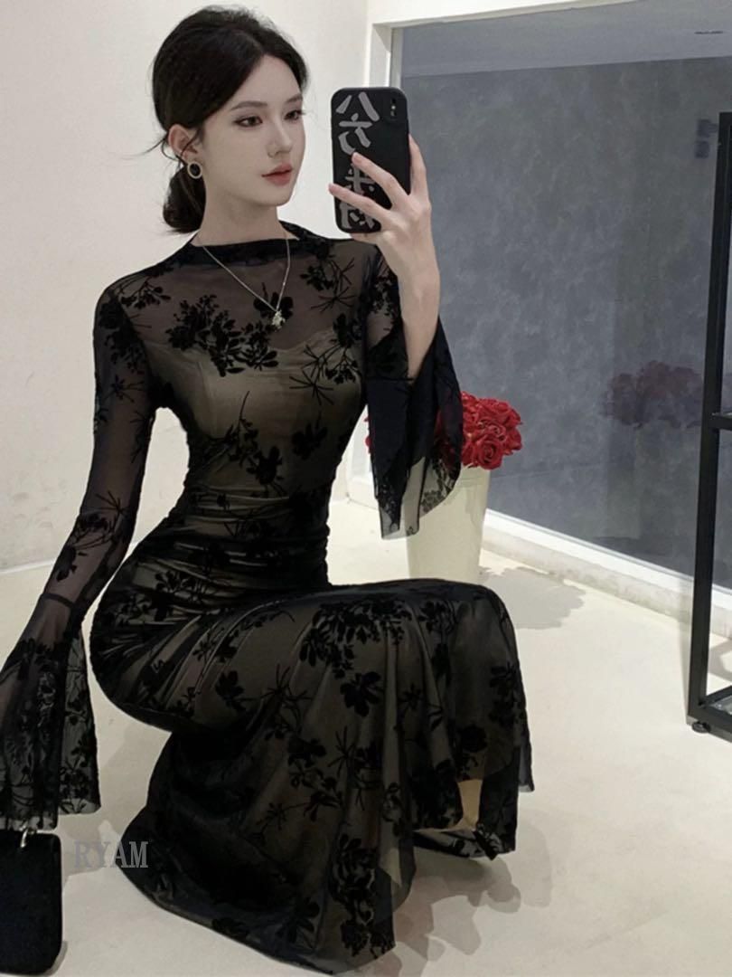 ロング花柄ワンピース