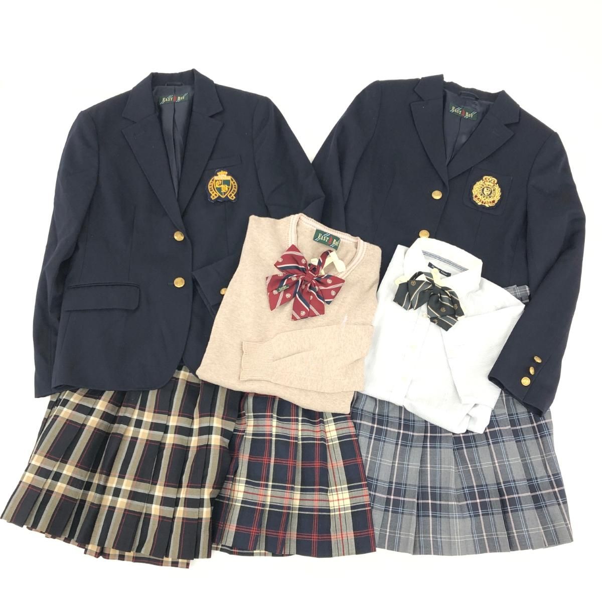 EAST BOY イーストボーイ ジャケット×プリーツスカート×半袖シャツ×長袖ニット×リボン 学生服 サイズ 9号 11号 ネイビー キッズ 240001137524