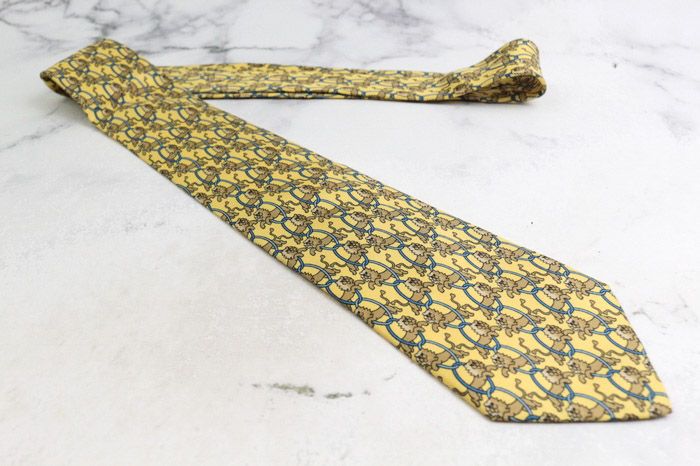 エルメス ブランド ネクタイ シルク 動物柄 ライオン 総柄 高級 PO