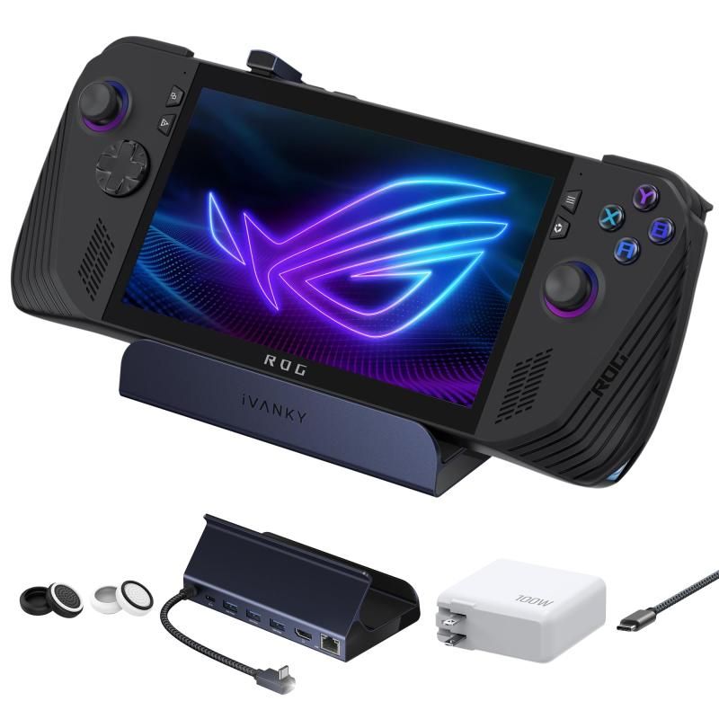 iVANKY ROG Ally Dock Steam DeckおよびROG Alloy向けの6-in-1ハブドッキングステーション HDMI 2.0 4K 60Hz ギガビットイーサネット USB-A 100Wの電源供給付き ターニッシュ