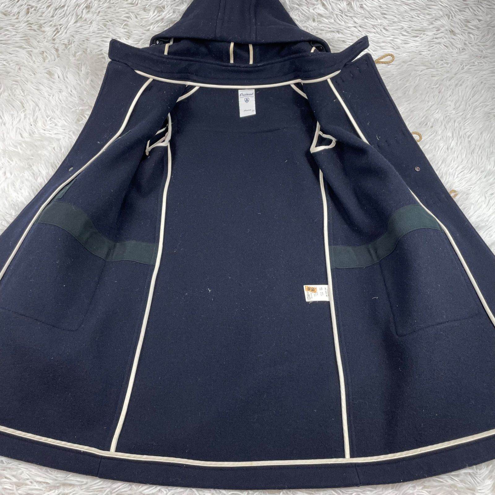 【 Orcival 】メルトンウール ロング ダッフルコート ORCIVALダッフルコート M?L サイズ14 メルトンコート ロングコート