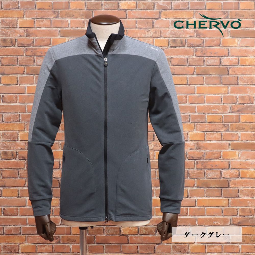 秋冬|CHERVO|48サイズ|ミドラー PARQUET 裏起毛ジャージー 快適 保温 ダブルジップ ゴルフ |ダークグレー|md127a|