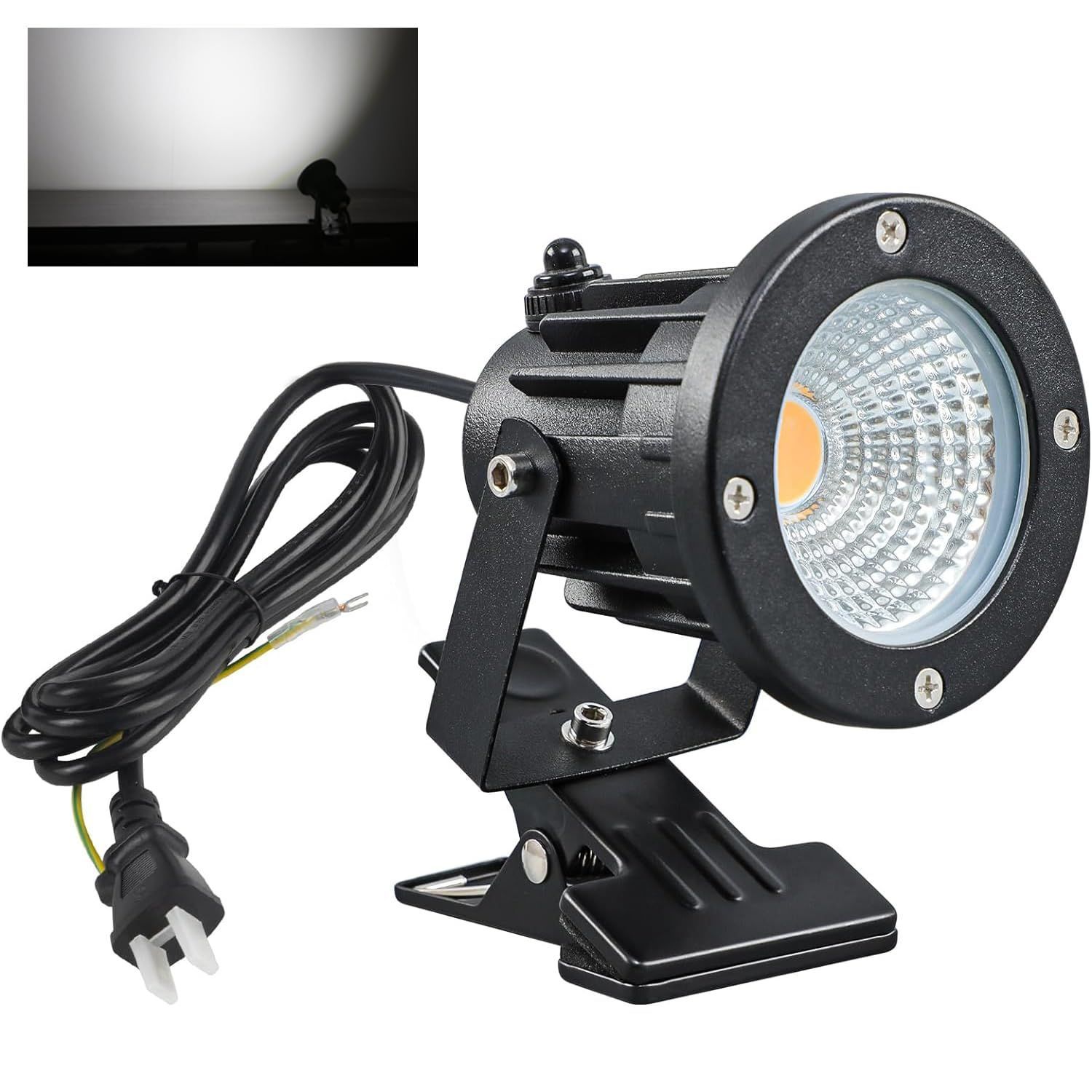 【特売】共同照明 クリップライト スポットライト GT-TD-CD10W 防雨 防水型 830lm 昼光色 スイッチ付き LED 小型 作業ライト デスクライト ベッドサイドライト コード3M 電気スタンド 角度調整 お