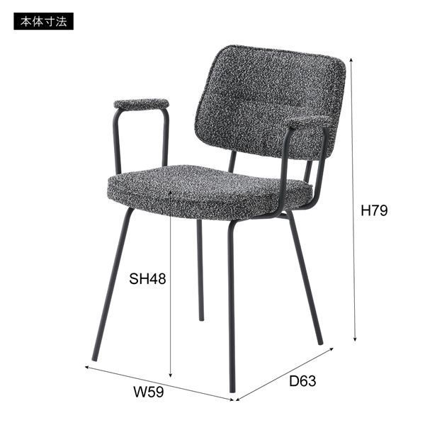 アームチェア ダークグレー 小売業者 （約W59×D63×H79×SH48cm） 組立式