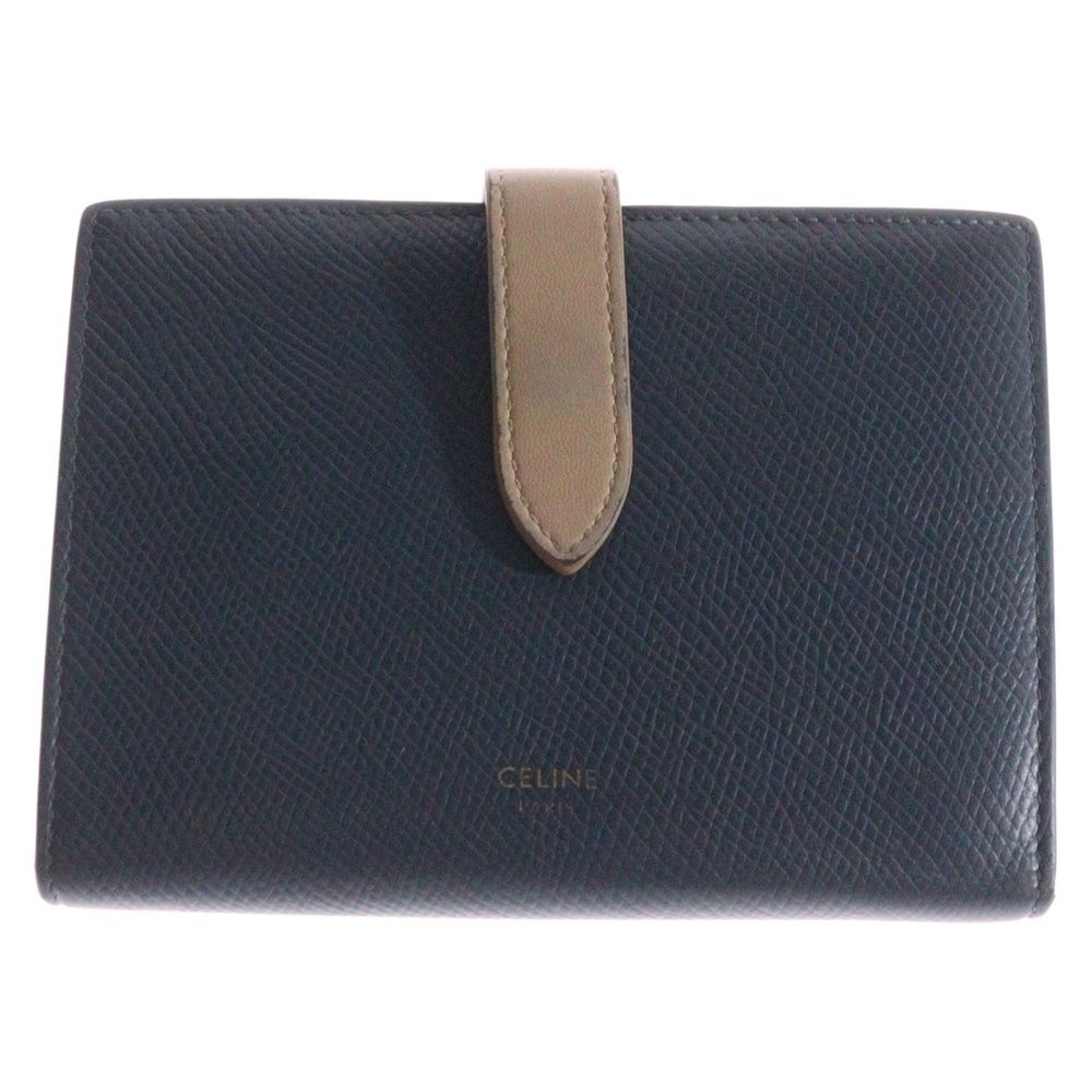CELINE ネイビー レザー 二つ折り財布 CELINE (セリーヌ) 二つ折り財布 ウォレット カードケース