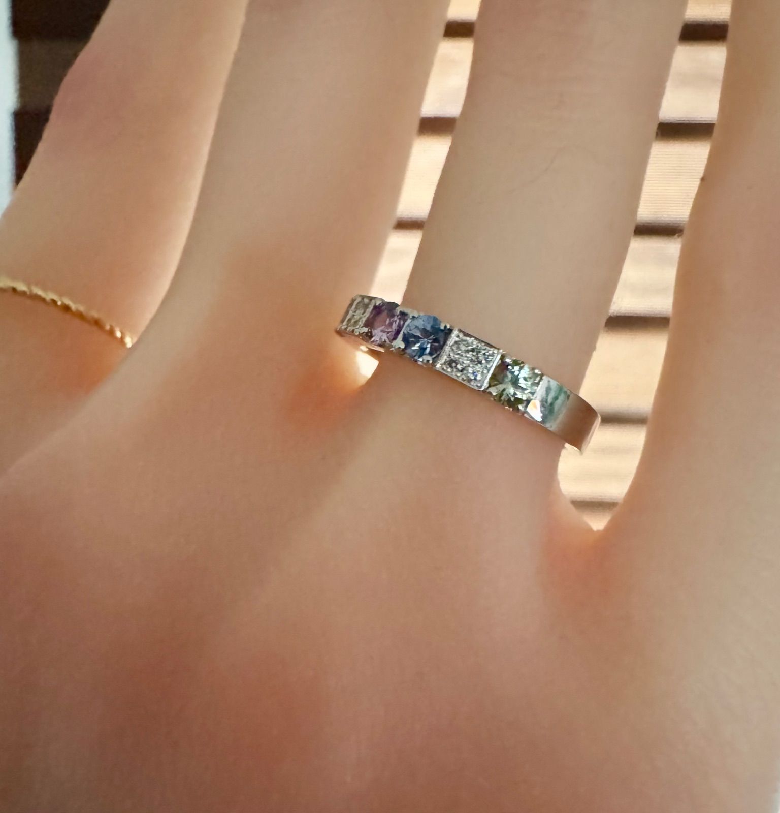 ヴァンドーム青山◇Pt950*13号*マルチカラーストーンプラチナリング