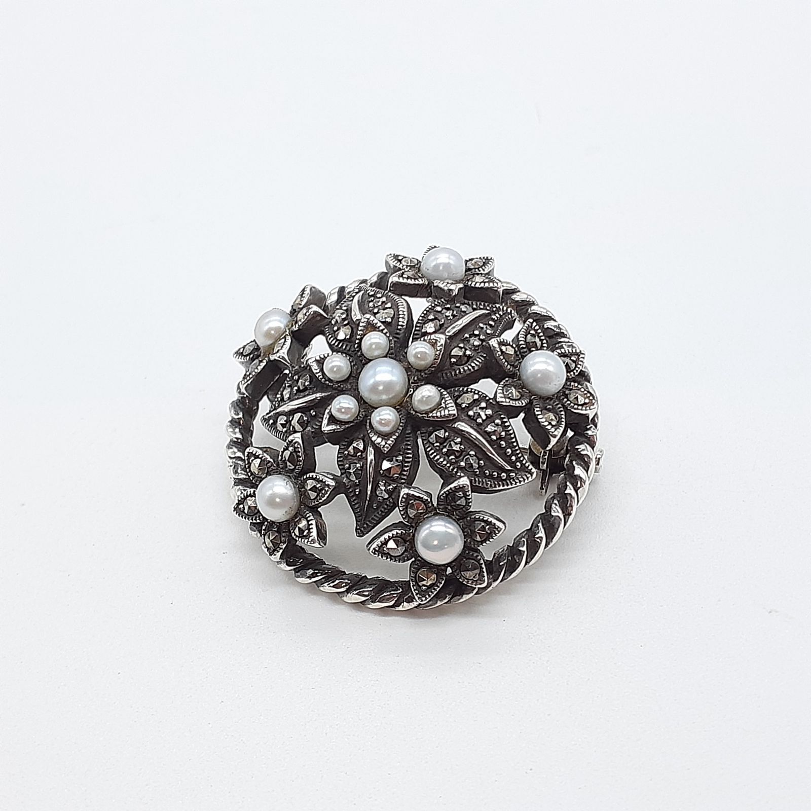 碌山 ROKUZAN ロクザン ブローチ シルバー シードパール ベビーパール