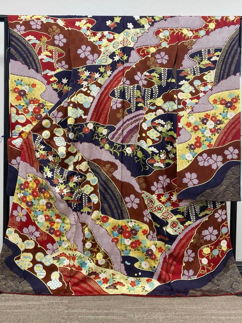 振袖 仮絵羽 舞台衣装 金駒 金彩 紋意匠 桜尽くし 正絹 未仕立て品 八