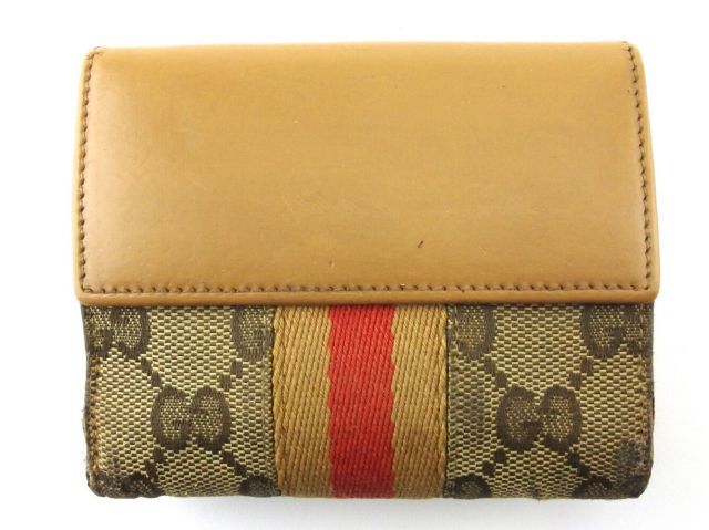 ※美品※ GUCCI グッチ ジャッキー 二つ折り 財布 GG キャンバス グッチ Wホック 財布 二つ折り ミニ財布 レディース メンズ