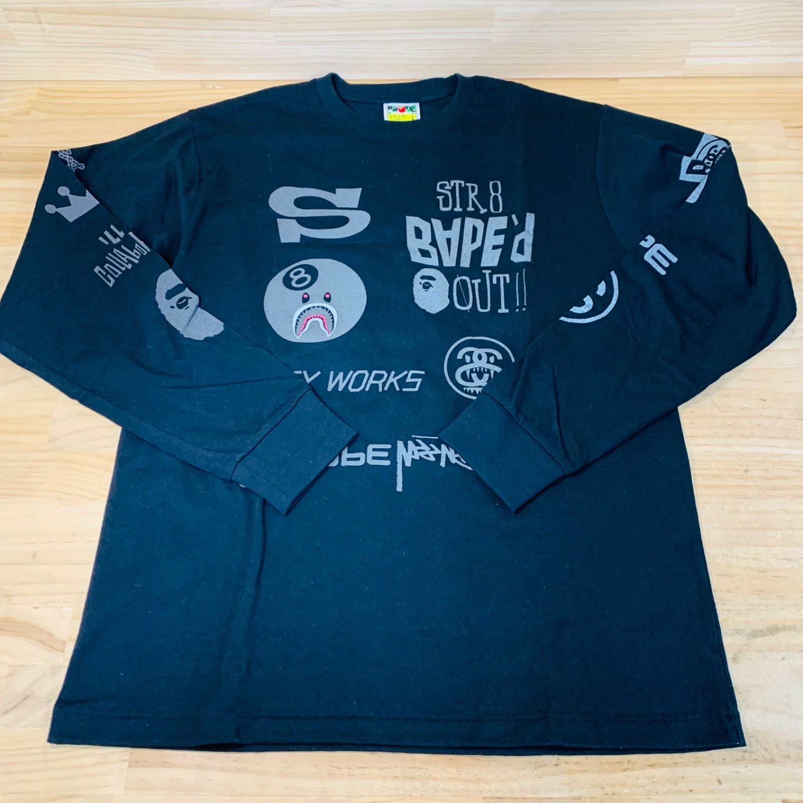 2W35362-450 APE エイプ ステューシー コラボ ロンT リフレクター L