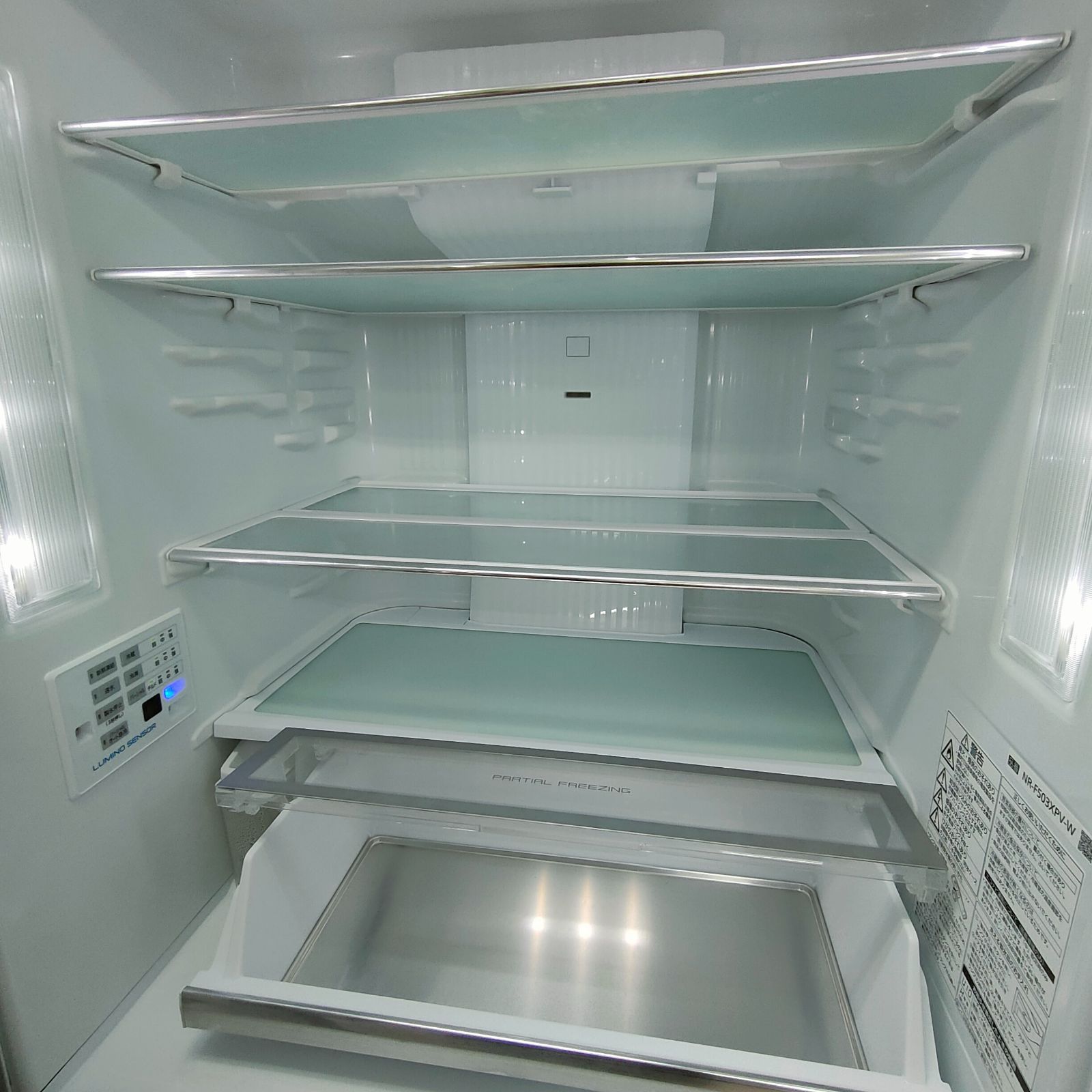◇Panasonic 冷蔵庫 501L ホワイト ガラストップ NR-F503XPV-W