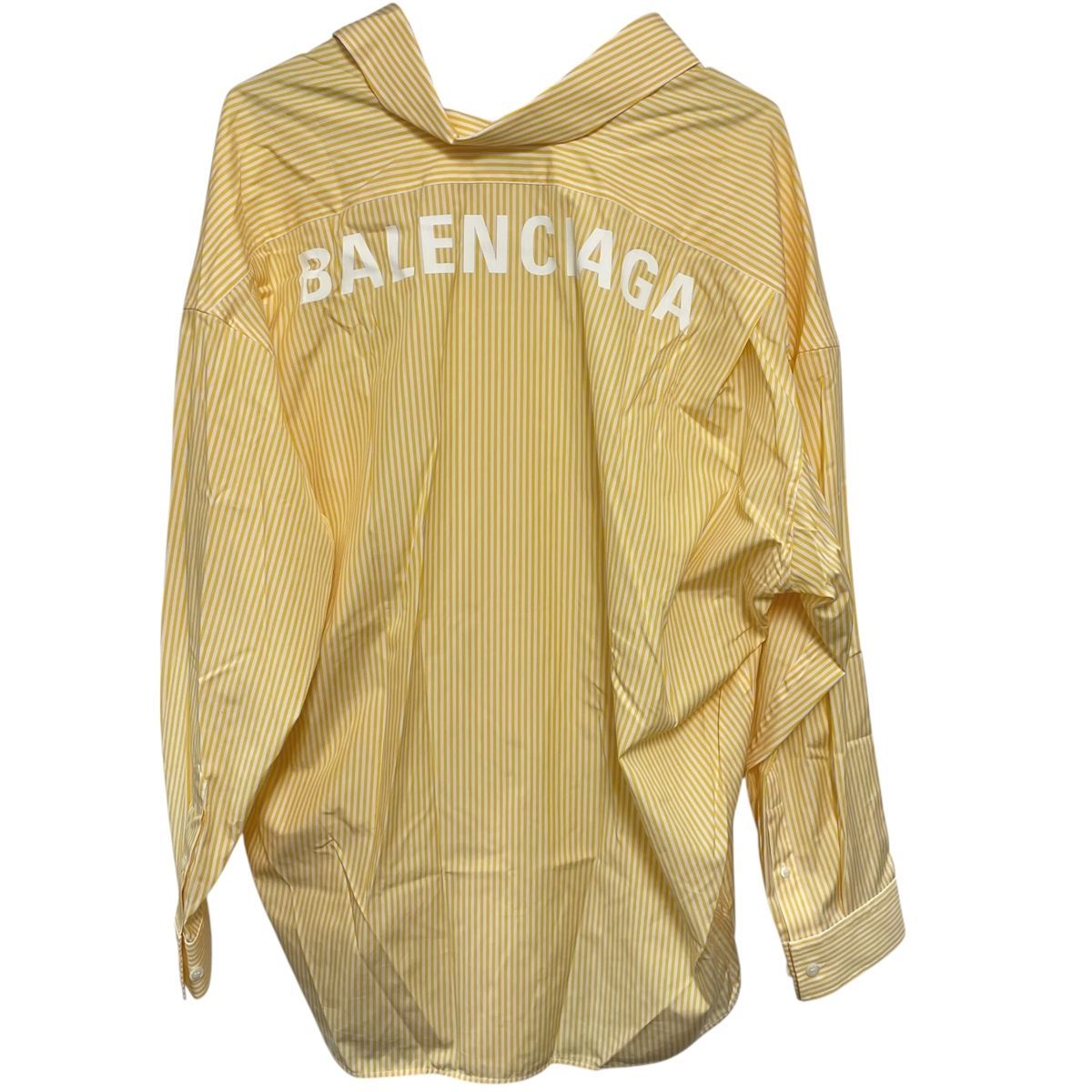 美品 BALENCIAGA オーバーサイズ ストライプシャツ 34 イエロー 中古】 BALENCIAGA バレンシアガ ストライプ オーバーサイズ