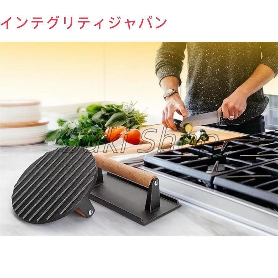ミートプレス 肉 : 丸型 ベーコンプレス 鋳物 丸型ミートプレス ハンバーガープレス 食肉プレス ミート 鋳物ミートプレス 海鮮 プレス | グリルプレス ミートプレス(鍋・フライパン|キッチン用品・食器・調理
