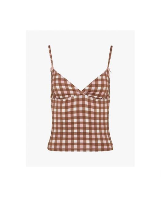 ウィ ウォー ワット レディース ナイトウェア アンダーウェア Women s Crossover Sleep Cami Tank Top Pink brown DECORATOM_COM_BR